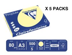 Papel color trophee A3 80gr canario pastel paquete de 500 hojas