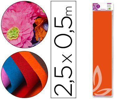 Papel Crespon Liderpapel 50 cm X 2.5M 34G/M2 Naranja Claro