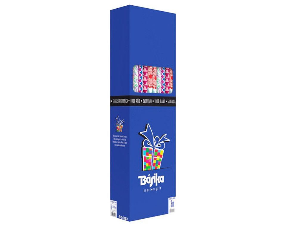 Papel de regalo basika todo año rollo de 100 x 300 cm modelos surtidos