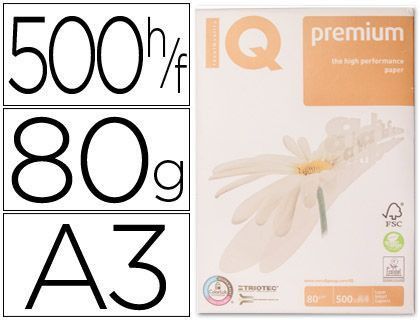 Papel Fotocopiadora Iq Premium Din A3 80 Gramos Paquete de 500 Hojas