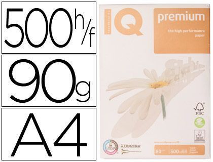 Papel Fotocopiadora Iq Premium Din A4 90 Gramos Paquete de 500 Hojas