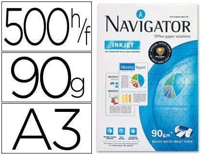 Papel Fotocopiadora Navigator Din A3 90 Gramos Papel Multiuso Ink-Jet y Laser-Paquete de 500 Hojas