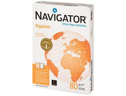 Papel fotocopiadora navigator din A4 80 gramos 2 taladros papel multiuso ink-jet y laser paquete de 500 hojas