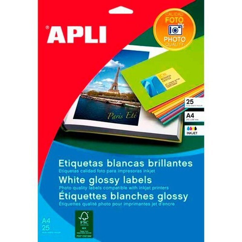 Papel fotográfico adhesivo brillante. 10 hojas