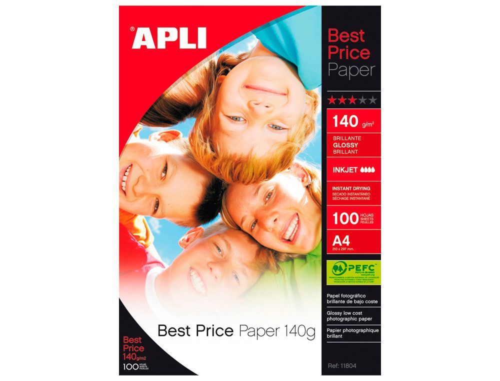 Papel fotográfico Apli Best Price brillante A4 de 140 gr. (100 hojas)