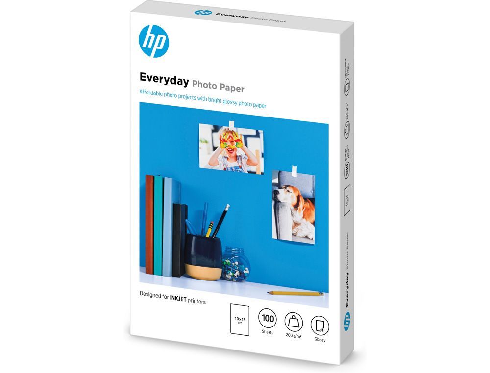 Papel fotografico hp glossy 10x15 cm 200 gr pack de 100 unidades