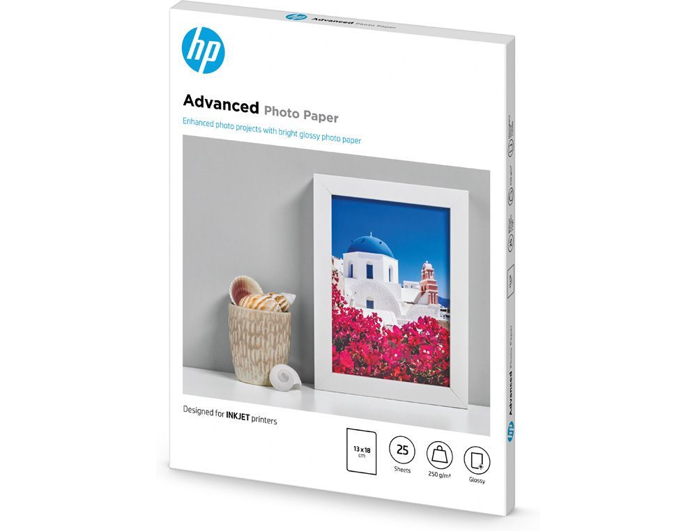 Papel fotografico hp satinado 13x18 cm 250 gr pack de 25 unidades