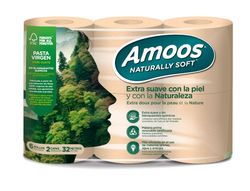 Papel higienico amoos naturally soft 2 capas pasta cruda paquete de 6 rollos 32 m