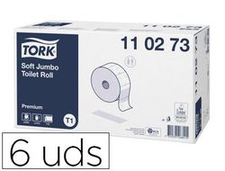 Papel higienico tork jumbo suave 2 capas 360 mt para dispensador t1 paquete de 6 rollos