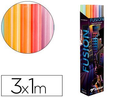 Papel kraft rollo 3x1 mt expositor fusion con 24 rollos colores surtidos