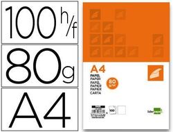 Papel liderpapel a4 80g/m2 paquete de 100 blanco