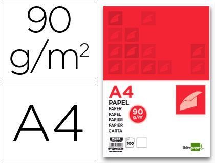 Papel Liderpapel A4 90G/M2 Paquete de 100 Blanco