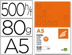 Papel Liderpapel A5 80G/M2 Paquete de 500 Blanco