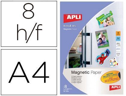 Papel Magnetico Apli Blanco Din A4 para Impresoras Inkjet Paquete de 8 Hojas