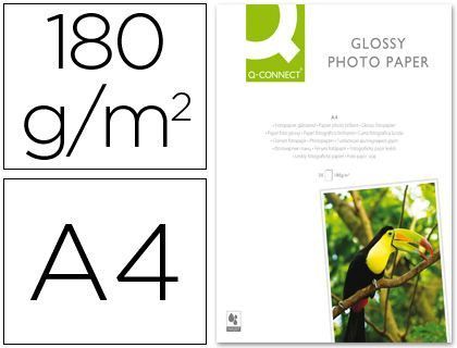 Papel Q-Connect Foto Glossy Din A4 Alta Calidad Digital Photo -Para Ink-Jet Bolsa de 50 Hojas de 180 Gr
