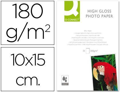 Papel q-connect foto glossy -kf01905 -10x15 -digital photo -para ink-jet -bolsa de 25 hojas de 180 gr