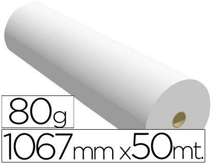 Papel Reprografia para Plotter 1067Mmx50Mt 80Gr Impresion Ink-Jet