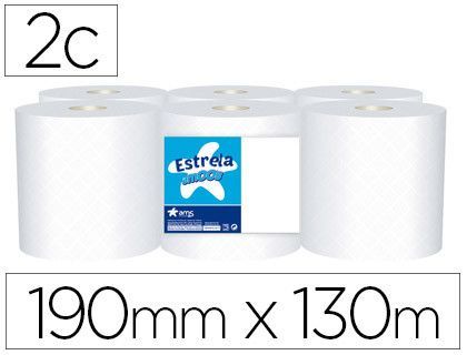 Papel Secamanos Amoos 2 Capas 190 mm X 130 Mt Paquete de 6 Rollos