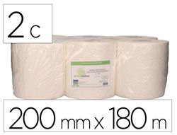 Papel secamanos bunzl greensource 2 capas celulosa blanca 200 mm x 180 mt paquete de 6 rollos