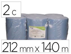 Papel secamanos bunzl greensource 2 capas celulosa reciclada azul 212 mm x 140 mt con sistema autocorte