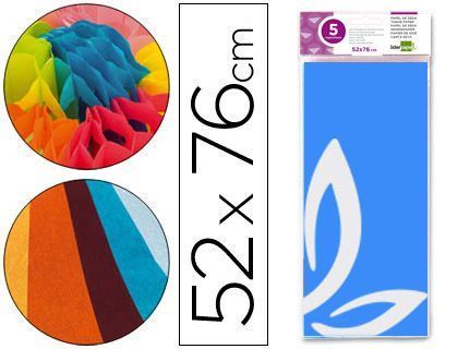 Papel Seda Liderpapel 52X76Cm 18G/M2 Bolsa de 5 Hojas Celeste