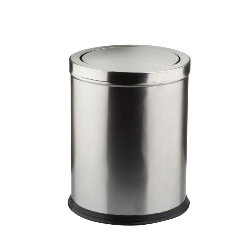 Papelera cilíndrica inoxidable 10lts cabezal basculante