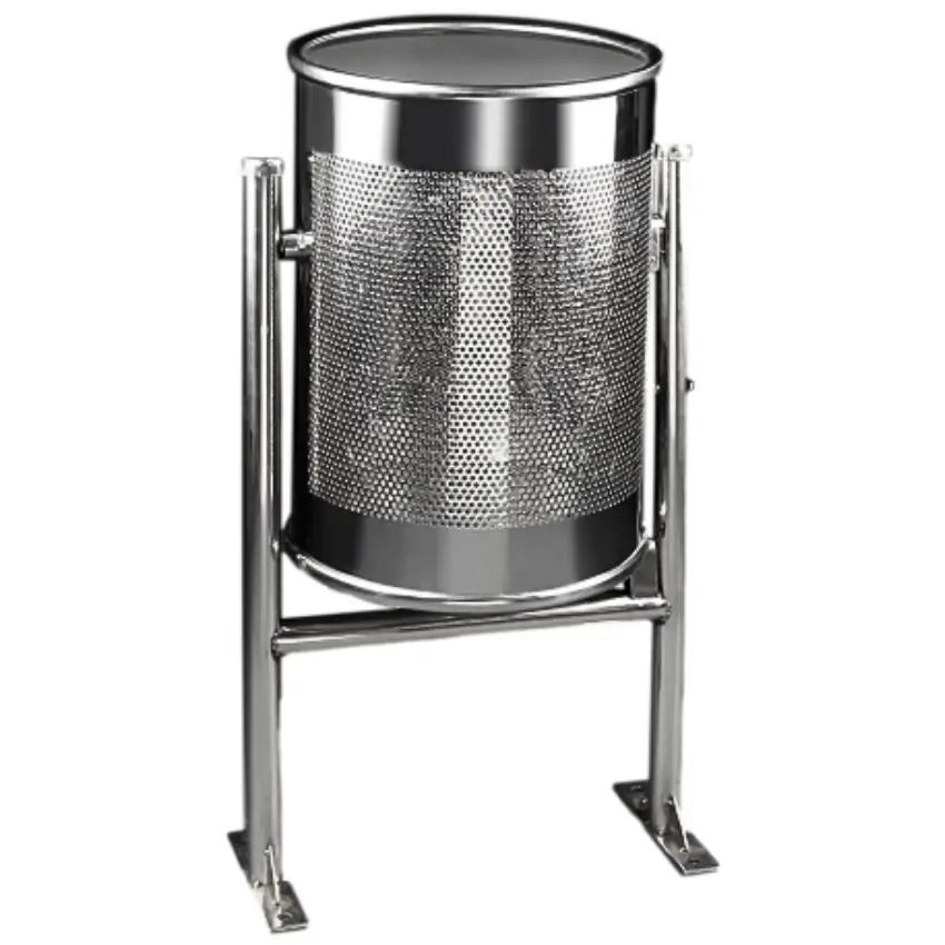 Papelera cilíndrica perforada suelo 60l inoxidable