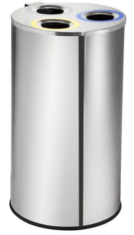 Papelera Circular 3 Residuos Acero Inoxidable