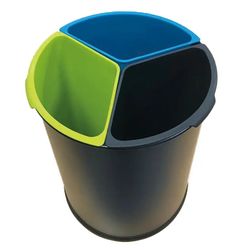 Papelera circular 3 residuos con cubetas de polipropileno