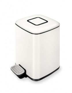 Papelera con pedal acero inox +abs blanco brillo Ac-310 Pyp