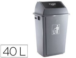 Papelera Contenedor Q-Connect Plastico con Tapa de Balancin 40 Litros Gris 410X280X610 Mm