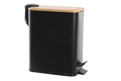 Papelera decorativa metal negro y bambu natural