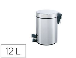 Papelera metalica q-connect con pedal cromada 25x38cm capacidad 12 litros