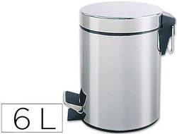 Papelera Metalica Q-Connect con Pedal Cromada 32X21 cm Capacidad 6 Litros