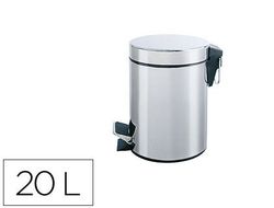 Papelera metalica q-connect con pedal cromada 43x29cm capacidad 20 litros