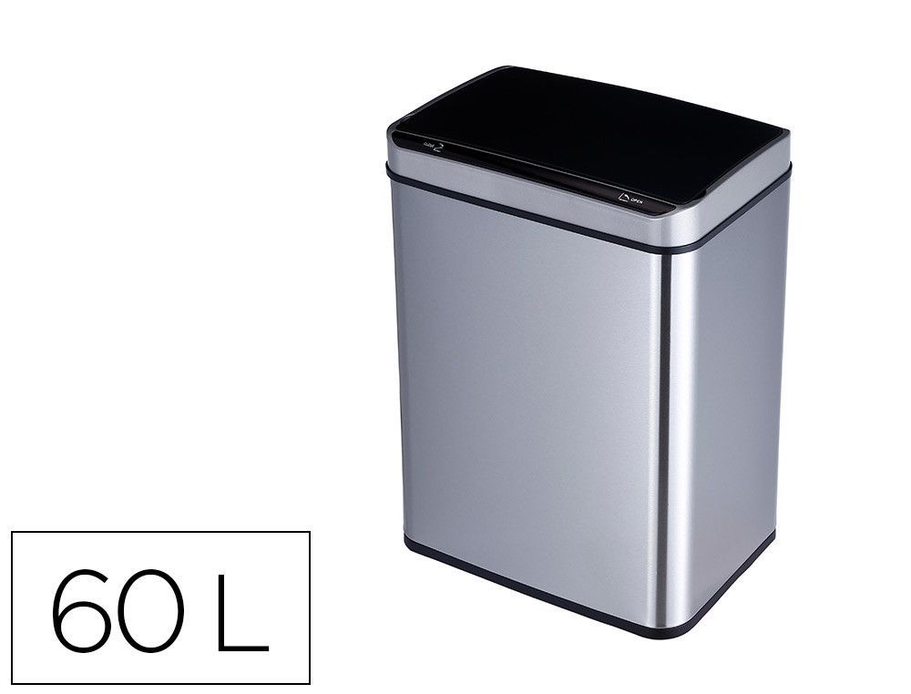 Papelera metalica q-connect con sensor automatico capacidad 60 litros 630x270x400 mm