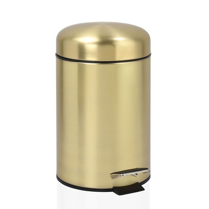 Papelera pedal de acero inoxdidable 3L dorado, Ø17x29cm