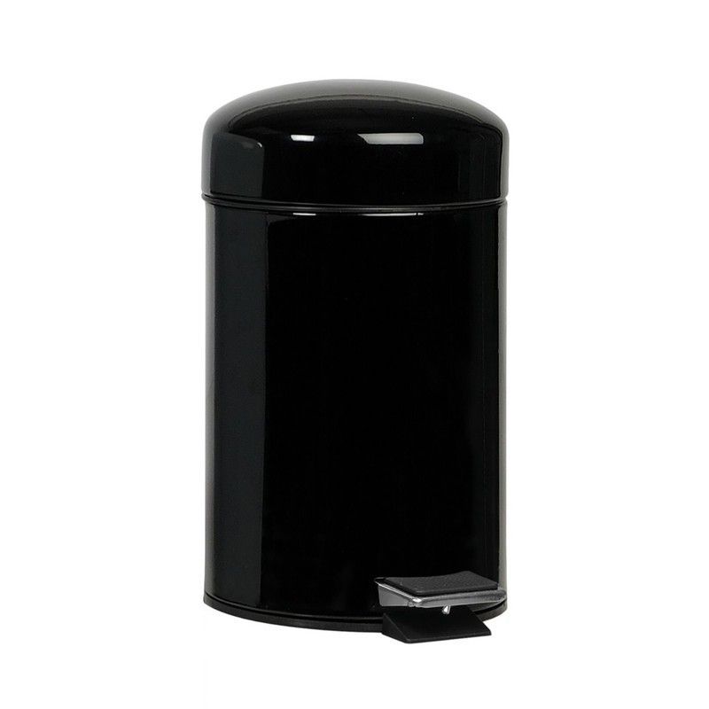 Papelera Pedal de Metal 3L Negro, Ø17x29,5cm