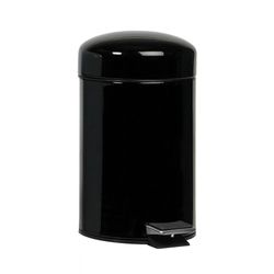 Papelera Pedal de Metal 3L Negro, Ø17x29,5cm