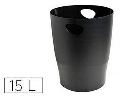 Papelera plastico exacompta ecoblack negro 15 litros
