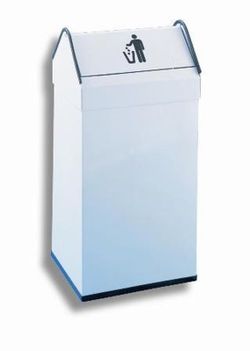 Papelera rectangular con tapa basculante pintada