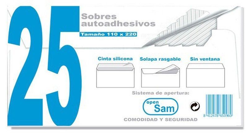 Paquete de 25 sobres para correspondencia