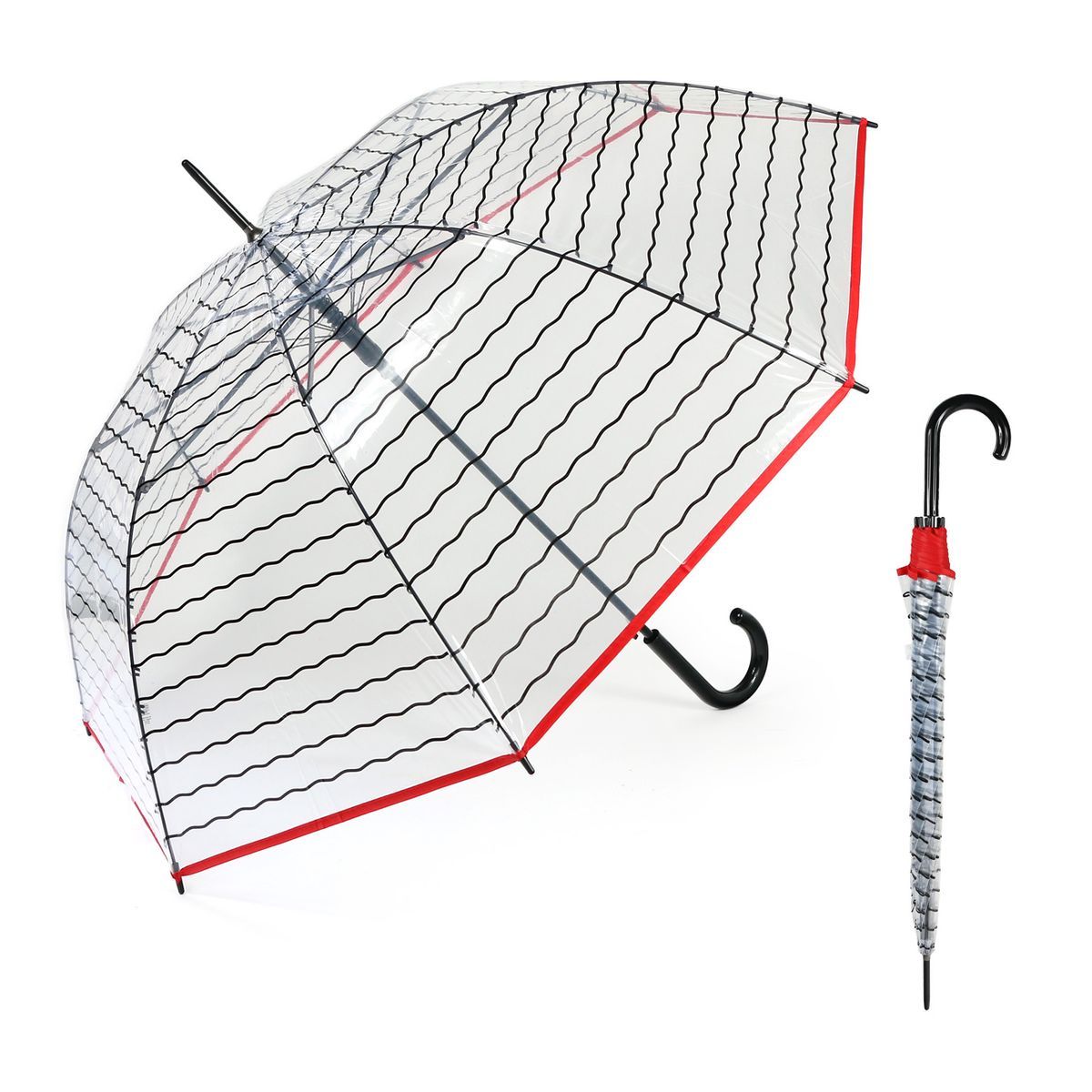 Paraguas Largo Mujer Auto Transparente Rayas 61/8-Ø98cm
