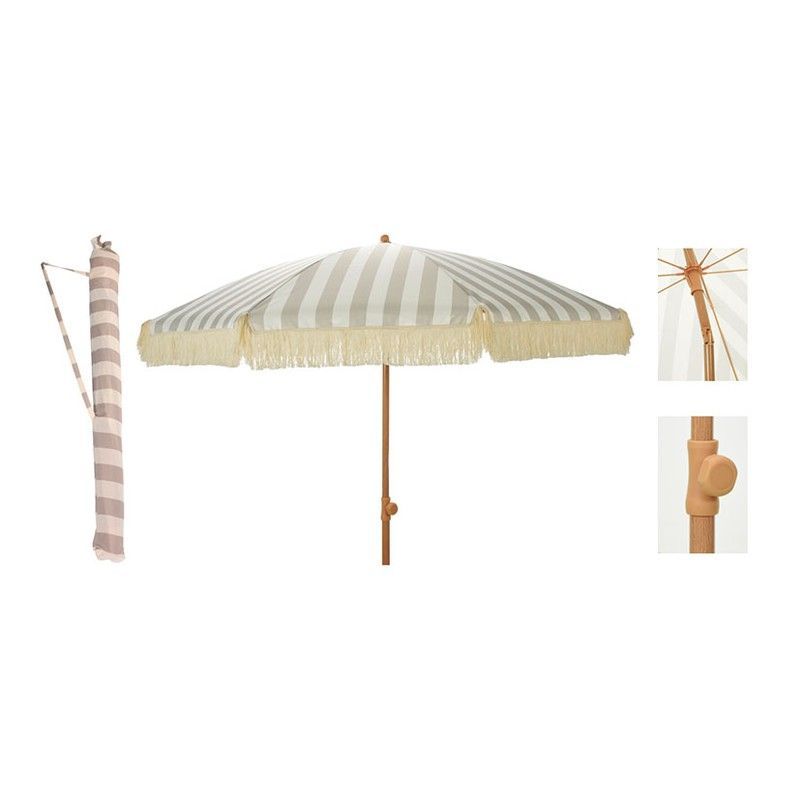 Parasol Playa Ø200 Cm Rayas Beige-Blanco