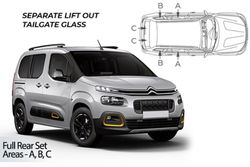 Parasoles de Citroen Berligo L1 2018> vidrio de puerta trasera elevable separado