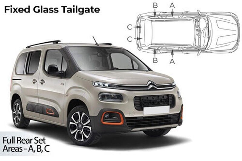 Parasoles de Citroen Berligo Multispace XL 2018> cristal del portón trasero fijo