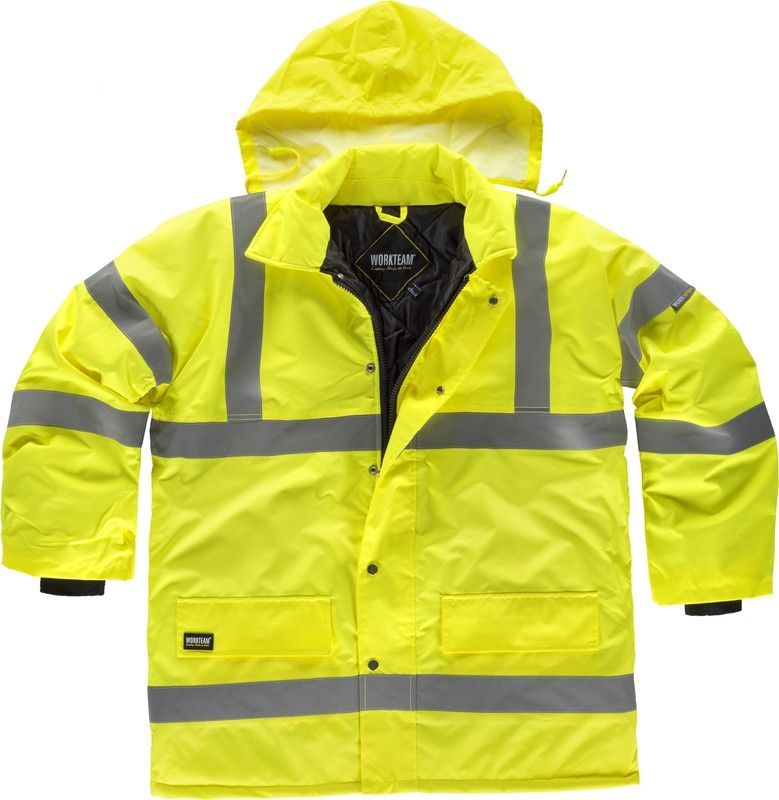 Parka acolchada alta visibilidad con cintas reflectante Amarillo