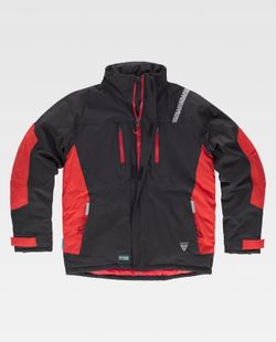 Parka acolchada combinada Color Negro+Rojo