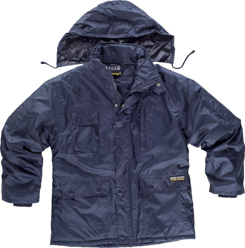 Parka básica acolchada e impermeable, capucha Marino