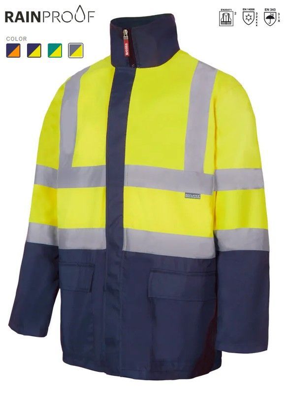 Parka bicolor impermeable 4 en 1 alta visibilidad